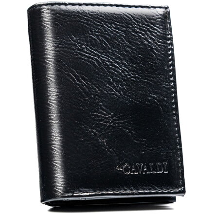 Duży, czarny portfel męski ze skóry ekologicznej - 4U Cavaldi