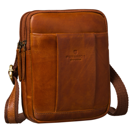Hnedá malá kožená pánska crossbody taška Peterson