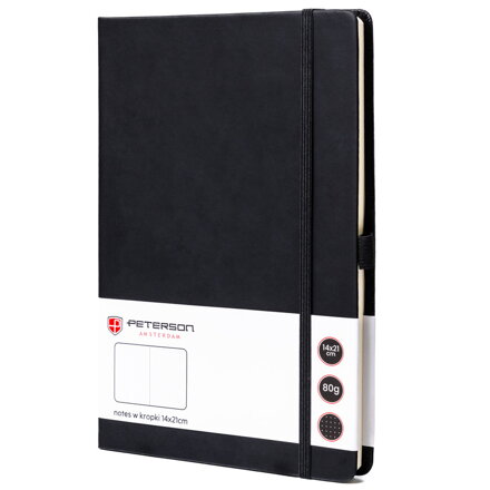 Czarny notes w twardej oprawie formacie A5 zadrukowany w kropki - Peterson