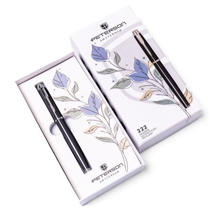 Metalowy długopis w szaro-srebrnym kolorze z czarnym wkładem - Peterson