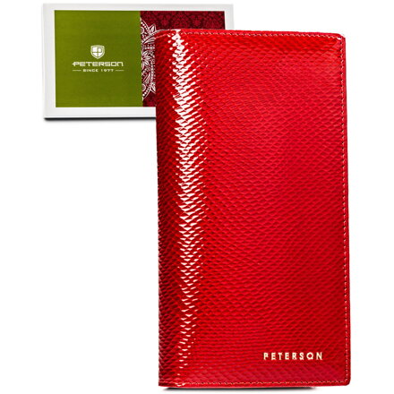 Kožená červená dámska peňaženka na magnet a zips s RFID – Peterson