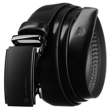 Skórzany, czarny pasek męski z automatyczną klamrą - Peterson Skórzany, czarny pasek męski z automatyczną klamrą - Peterson