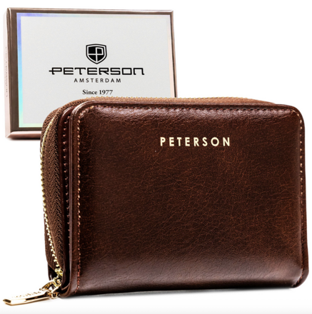 Hnedá dámska peňaženka z umelej kože s RFID - Peterson
