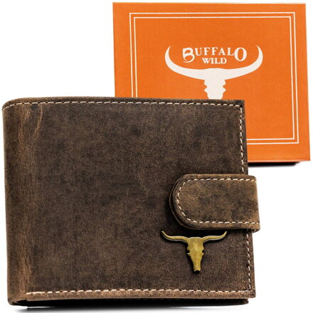 Portfel z naturalnej skóry męski na zatrzask - Buffalo Wild