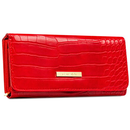 Veľká červená dámska peňaženka z ekologickej kože s reliéfnou textúrou 4U Cavaldi