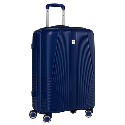 Duża walizka podróżna w granatowym kolorze z wodoodporną skorupą - Peterson Duża walizka podróżna w granatowym kolorze z wodoodporną skorupą - Peterson