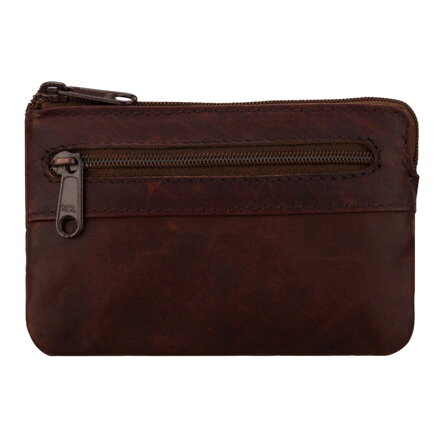 Skórzane etui na klucze w ciemnobrązowym kolorze zamykane suwakiem