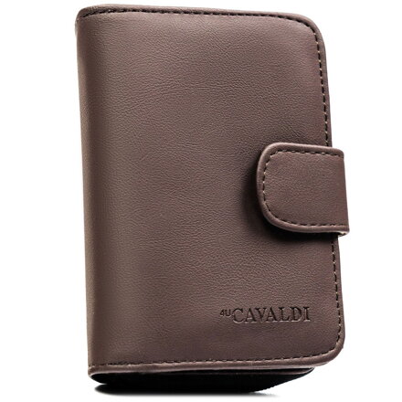 Brązowy portfel damski ze skóry ekologicznej zamykany na zatrzask i suwak - 4U Cavaldi
