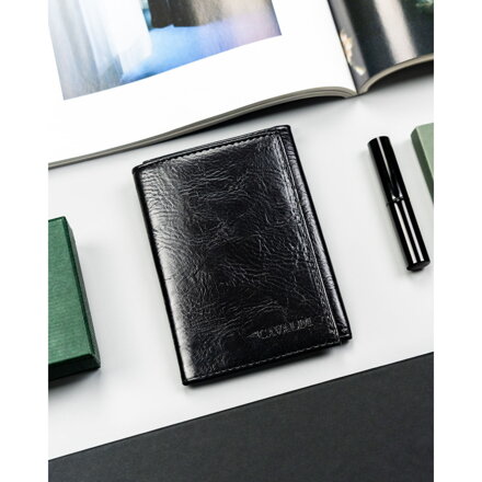 Czarne etui na karty ze skóry ekologicznej - 4U Cavaldi