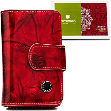 Dámska peňaženka s ochranou RFID červená na karty – Peterson