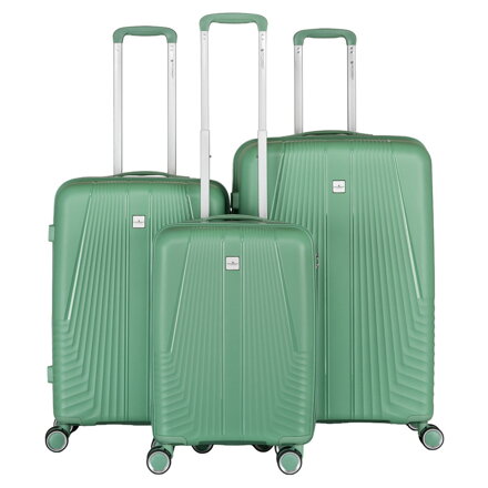 Zestaw walizek podróżnych z tworzywa ABS w zielonym kolorze - Peterson Zestaw walizek podróżnych z tworzywa ABS w zielonym kolorze - Peterson