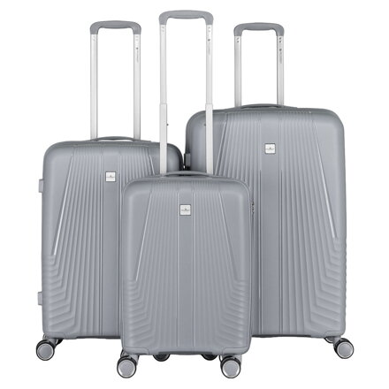 Zestaw walizek podróżnych z tworzywa ABS w szarym kolorze - Peterson Zestaw walizek podróżnych z tworzywa ABS w szarym kolorze - Peterson