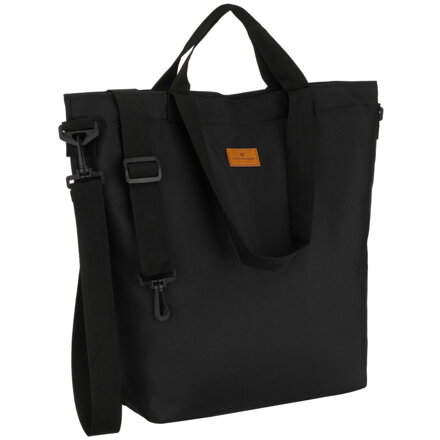 Duża, czarna shopperka damska zamykana suwakiem z kieszonką zewnętrzną, jednokomorowa - Peterson Duża, czarna shopperka damska zamykana suwakiem z kieszonką zewnętrzną, jednokomorowa - Peterson