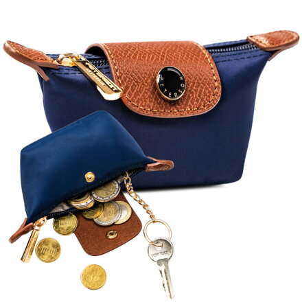 Granatowe etui na klucze z poliestru i skóry ekologicznej - Peterson