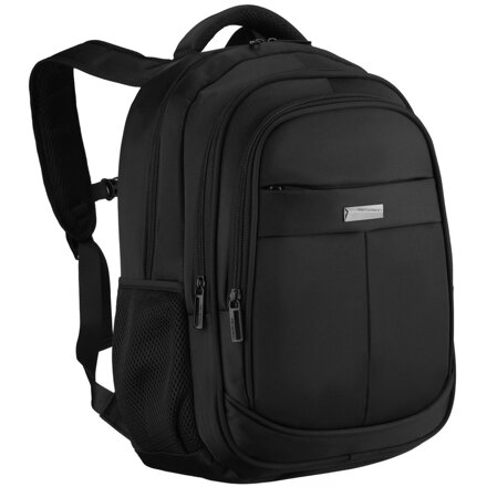 Miejski, pojemny plecak z poliestru w czarnym kolorze z miejscem na laptopa - Peterson