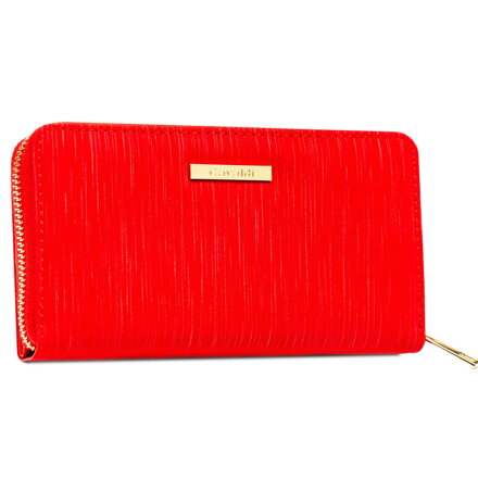 Veľká červená horizontálna dámska peňaženka z ekologickej kože so zapínaním na patent a zips 4U Cavaldi