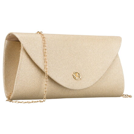 Złota, brokatowa kopertówka damska wykonana z tkaniny syntetycznej - Rovicky Złota, brokatowa kopertówka damska wykonana z tkaniny syntetycznej - Rovicky