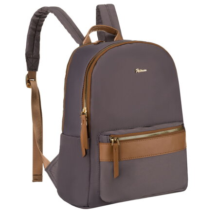 Szary, miejski plecak damski z poliestru zamykany suwakami - Peterson