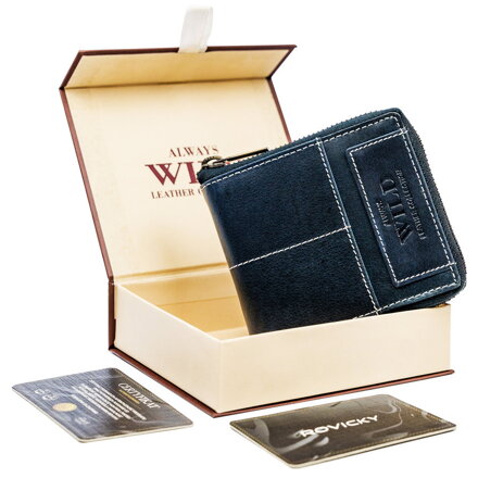 Retro štýl, štvorcová pánska peňaženka na zips, RFID— Always Wild