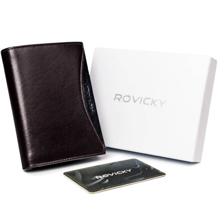 Bohato vybavená pánska peňaženka z prírodnej kože a RFID ochrane — Rovicky