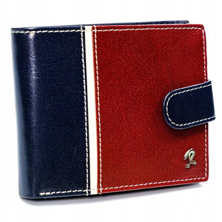 Farebná pánska horizontálna peňaženka so sponou, pravá koža — Rovicky
