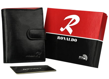 Vertikálna pánska peňaženka na zips z lesklej prírodnej kože — Ronaldo