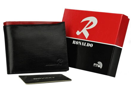 Skladacia horizontálna pánska peňaženka z lesklej prírodnej kože — Ronaldo