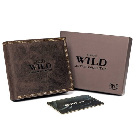 Horizontálna, skladacia pánska peňaženka s vonkajším vreckom na karty — Always Wild