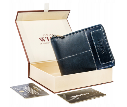 Veľká kožená pánska peňaženka na zips — Always Wild