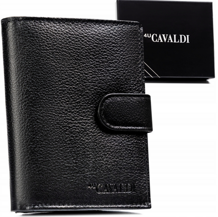 Duży, skórzany portfel męski na zatrzask - 4U Cavaldi