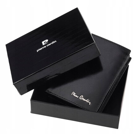 Minimalistická pánska peňaženka z čiernej prírodnej kože — Pierre Cardin