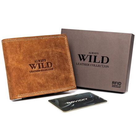 Horizontálna, skladacia pánska peňaženka s vonkajším vreckom na karty — Always Wild