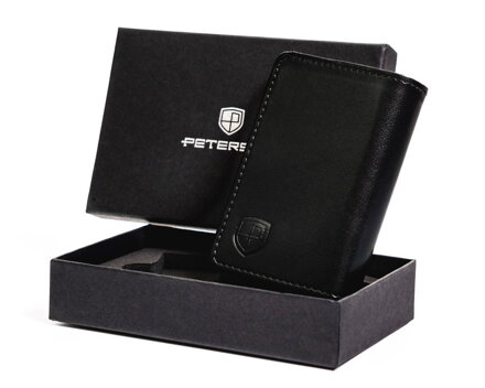 Pánska kožená peňaženka so sponou i ochranou kariet RFID — Peterson