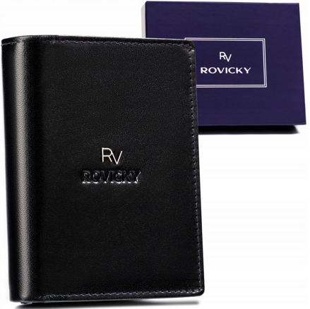 Rozbudowany portfel męski ze skóry naturalnej z systemem RFID - Rovicky