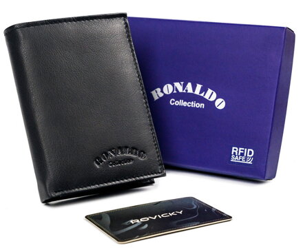 Kožená, skladacia pánska peňaženka s úložným priestorom na zips — Ronaldo