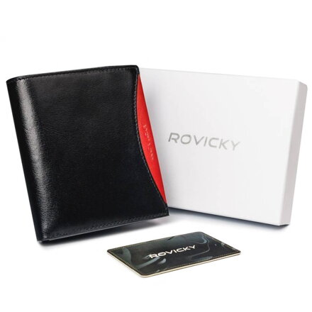 Priestranná pánska peňaženka z prírodnej kože s RFID ochranou — Rovicky