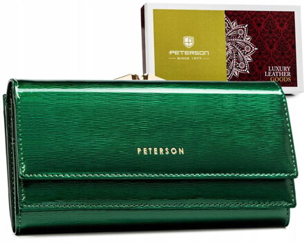 Duży, skórzany portfel damski z systemem RFID - Peterson