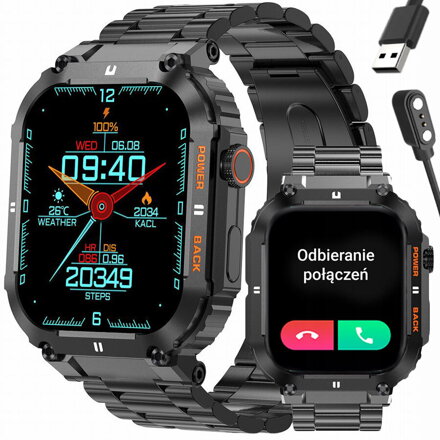 SMARTWATCH MĘSKI Gravity GT6-2 - WYKONYWANIE POŁĄCZEŃ, MONITOR SNU (sg020b)