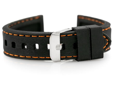 Gumový remienok na hodinky U20 - black/orange18mm Gumový remienok na hodinky U20 - black/orange18mm