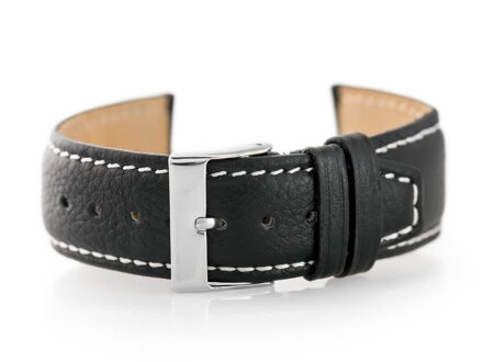 Kožený remienok W26 - PREMIUM - black/white- 22mm