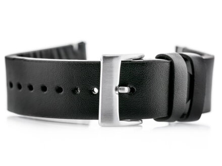 Kožený remienok W118 - black/white- 24mm
