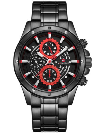 Hodinky pánske NAVIFORCE - NF9149 (zn090b) black / red + BOX