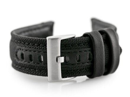 Kožený remienok W34 - PREMIUM - black/black - 22mm