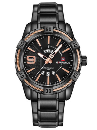 Hodinky pánske NAVIFORCE - NF9117 (zn059c) - black/rosegold + box