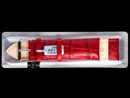 Kožený remienok v krabičke - red - 24mm
