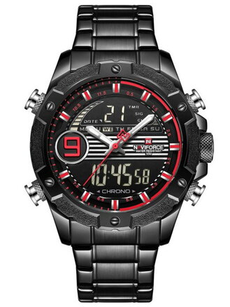 Hodinky pánske NAVIFORCE - NF9146S (zn089b) - black/red + BOX