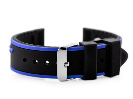 Gumový remienok na hodinky U06 - black/granat - 20mm