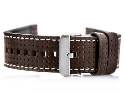 Kožený remienok W40 - brown/white - 24mm