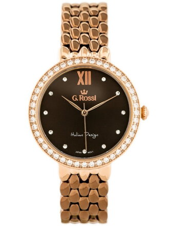 Hodinky G. ROSSI - 11775B (zg769f) rose gold/brown + BOX
