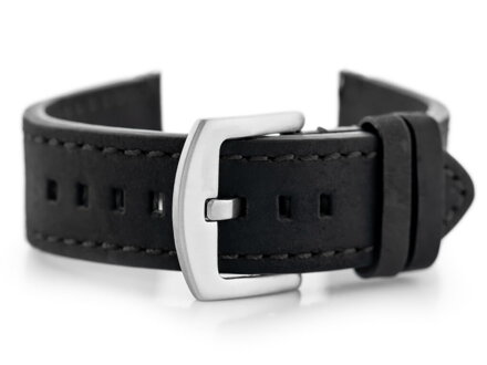 Kožený remienok W72 - black/black 20mm